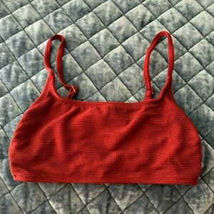 Maroon with gold hooks bathing suit top